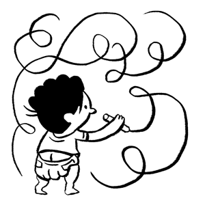 A kid drawing the wall