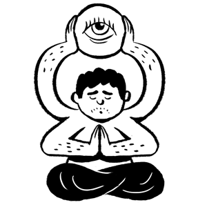 Teenager meditating with a 3rd eye