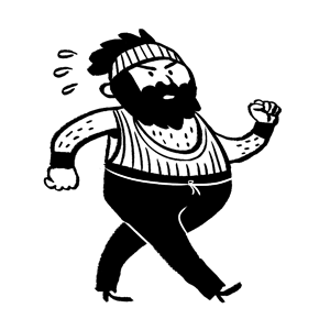 Bearded man exercising