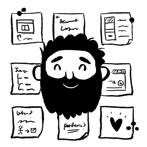 Bearded man with post-its